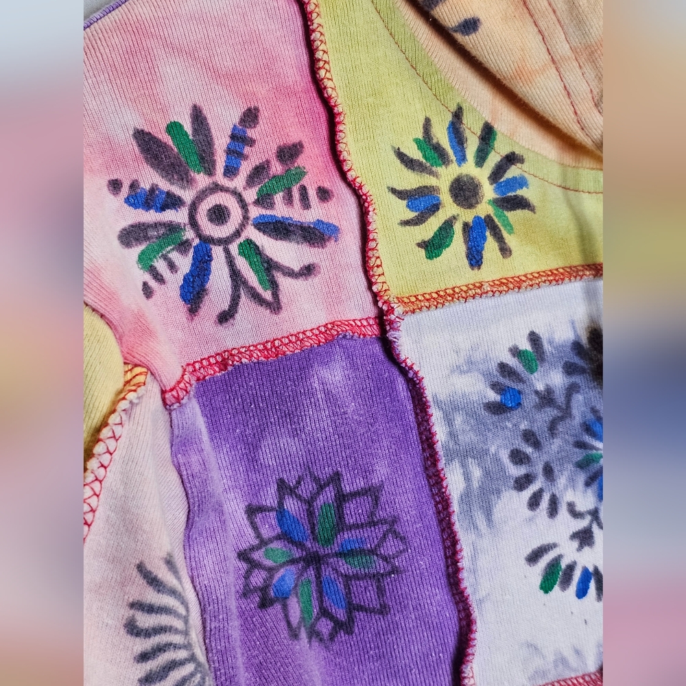 Vintage Rising International Patchwork Hippie Yoga Boho Hoodie Sweatshirt - Picture 9 of 9